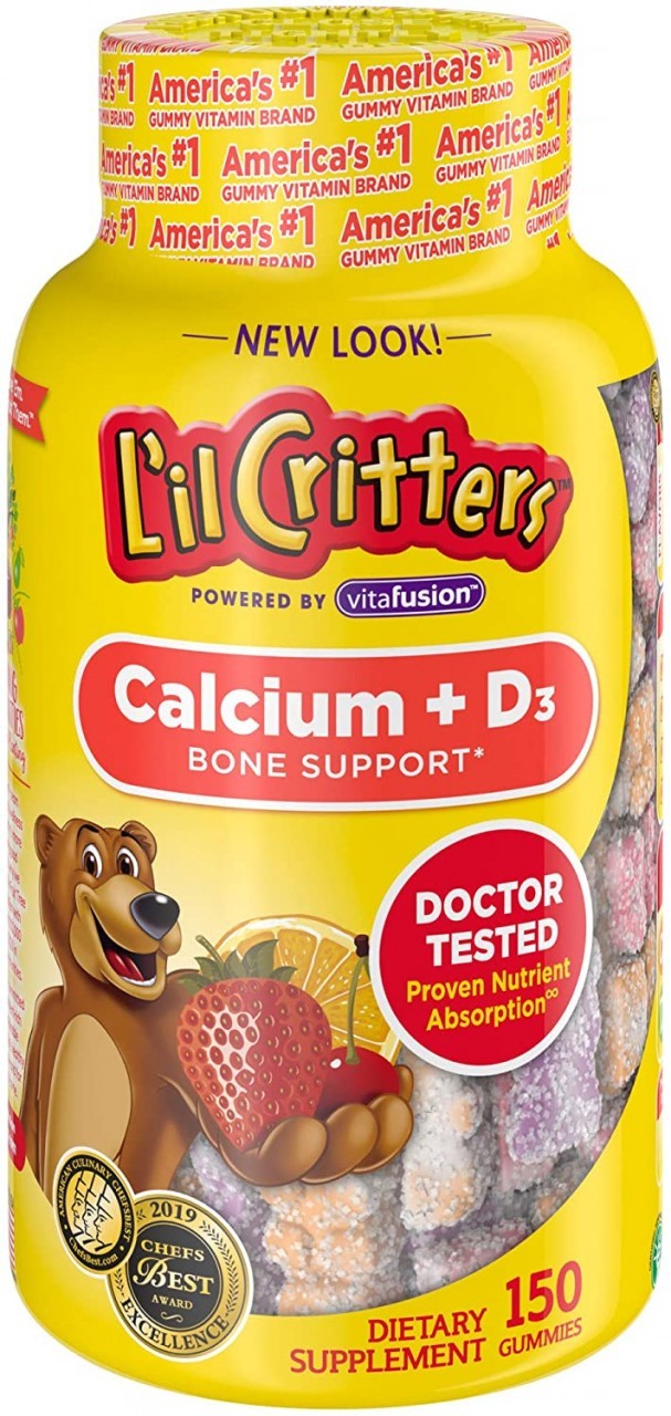 L'il Critters Kids Calcium Gummy Bears with Vitamin D3 Supplement, 150 Ct Gummies
