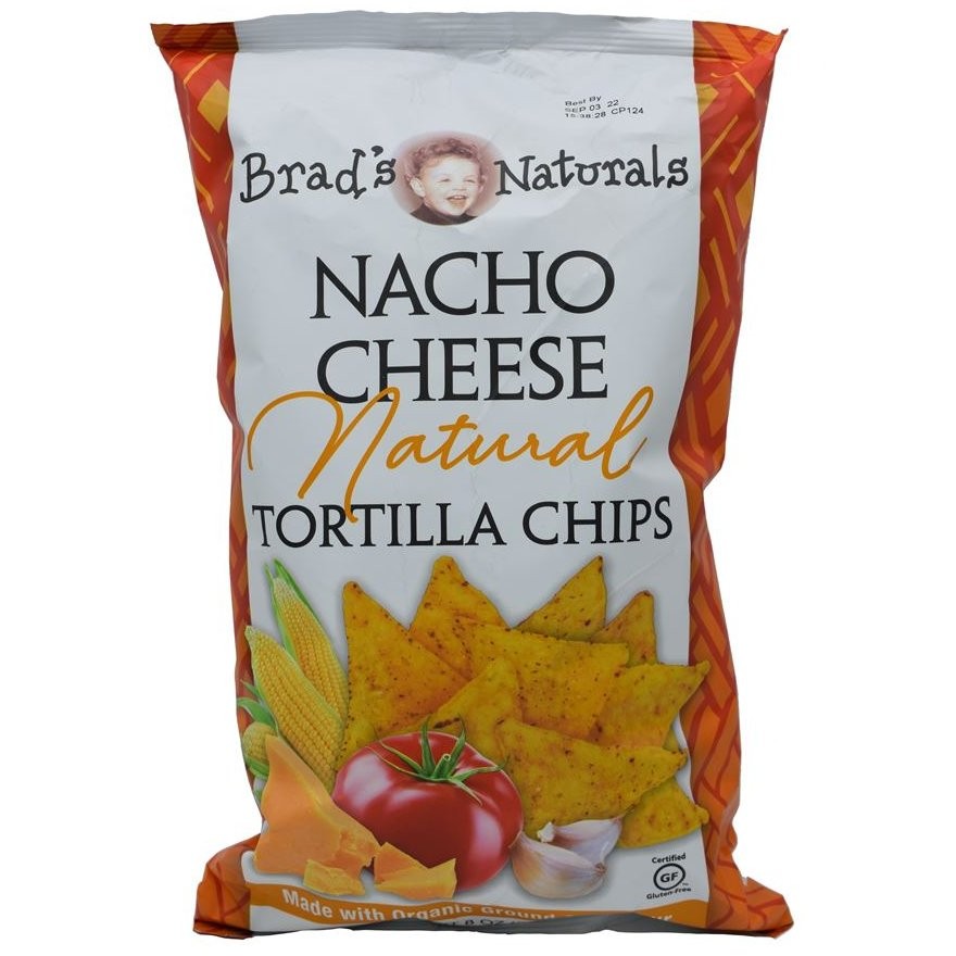 BRADS TORTILLA CHIPS NACHO CHEESE 8oz