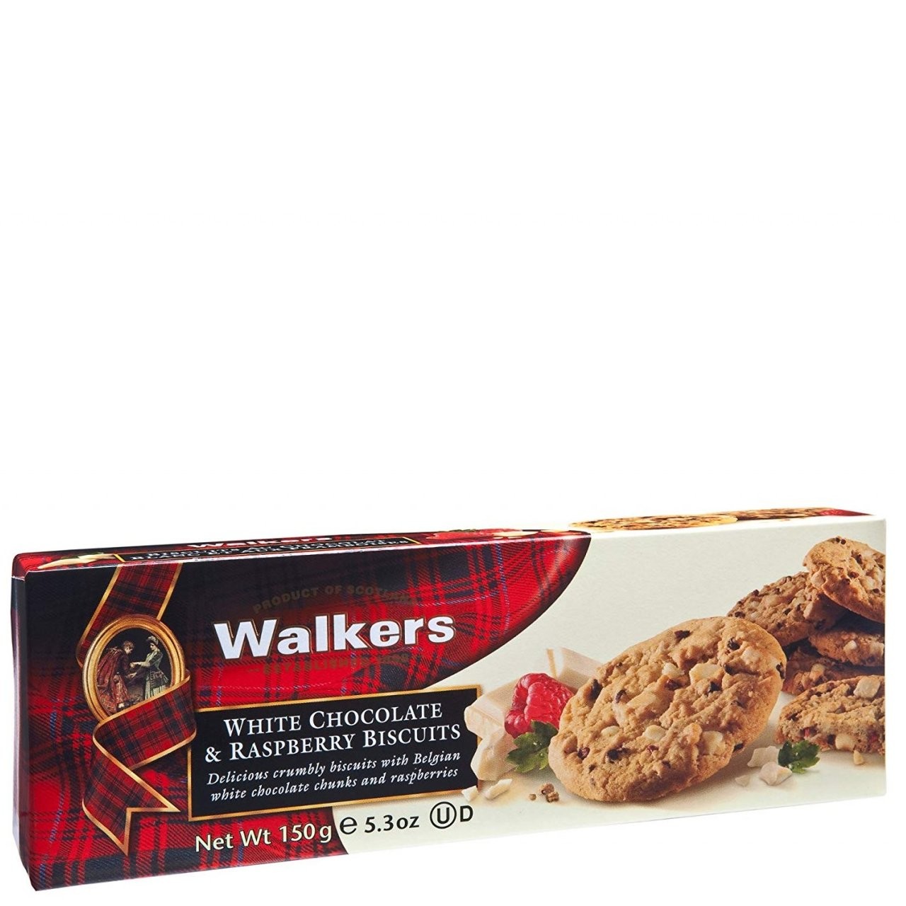 WALKERS SHORTBREAD WHT CHOC & RASP 150g