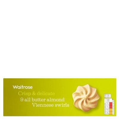 WAITROSE BISCUIT ALMOND VIEN SWIRLS 125g