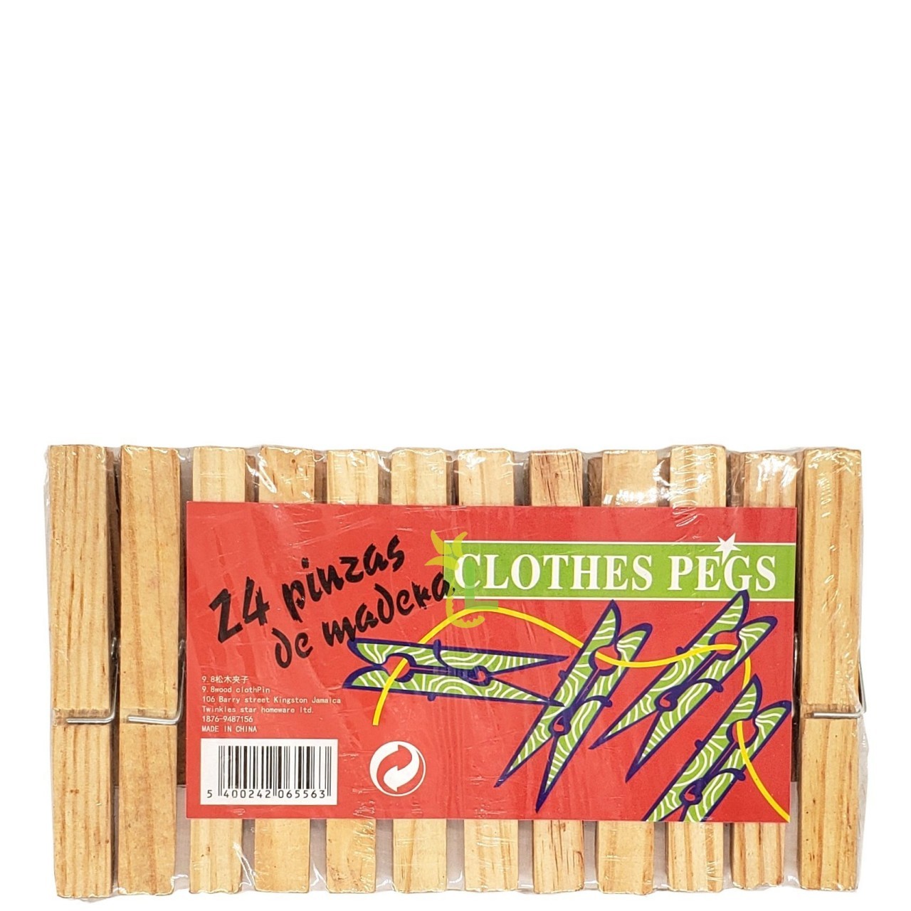 TWINKLE STAR CLOTHES PEGS WOOD 24ct