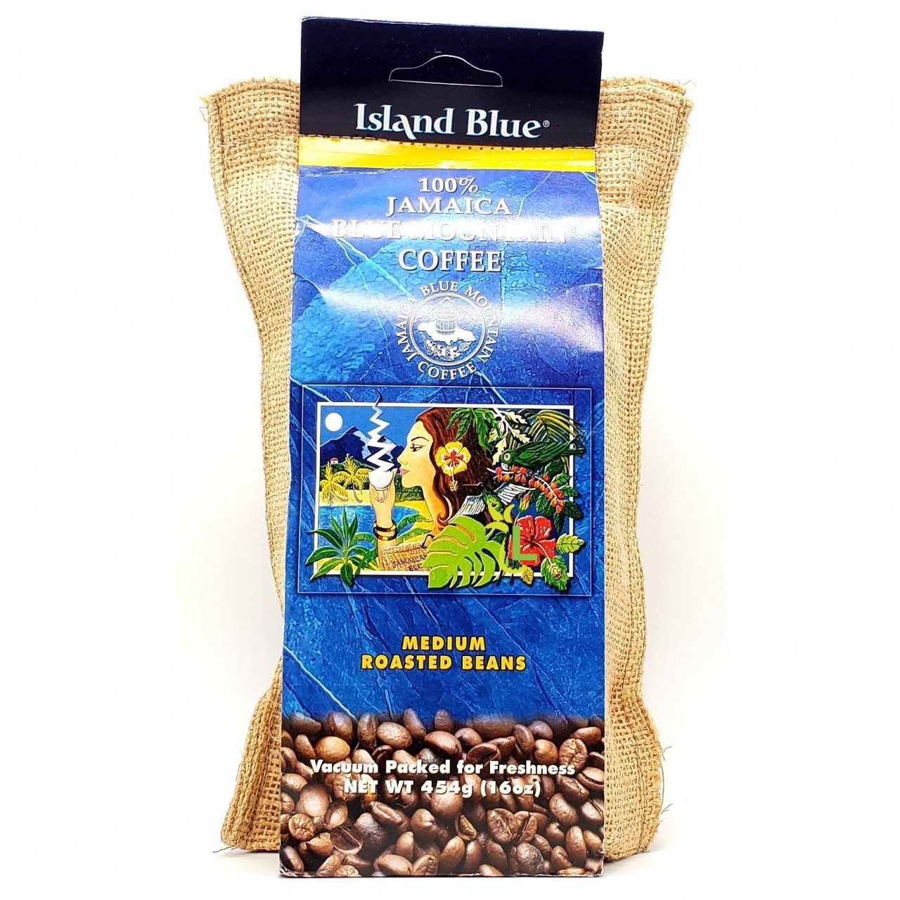 ISLAND BLUE BURLAP BEAN 16oz
