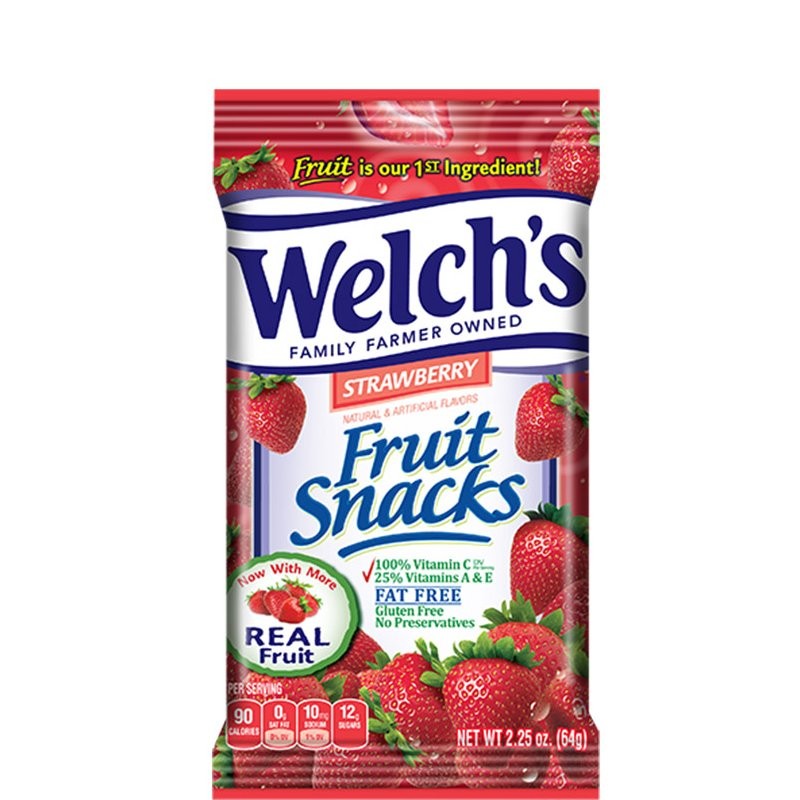 WELCHS FRUIT SNACK STRAWBERRY 2.25oz