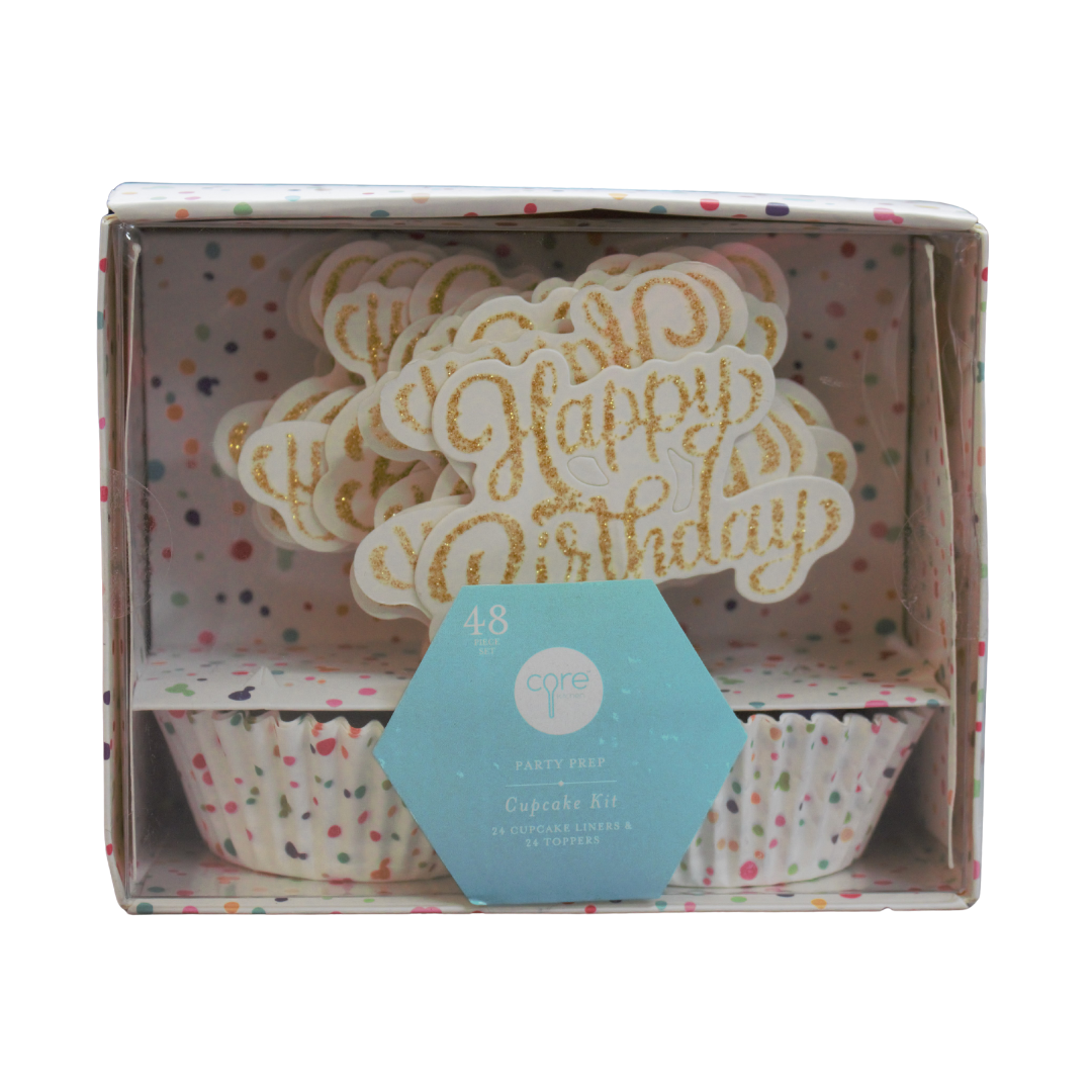 Core Kitchen 'Happy Birthday' Cupcake Kit, 24 Liners & 24 Toppers