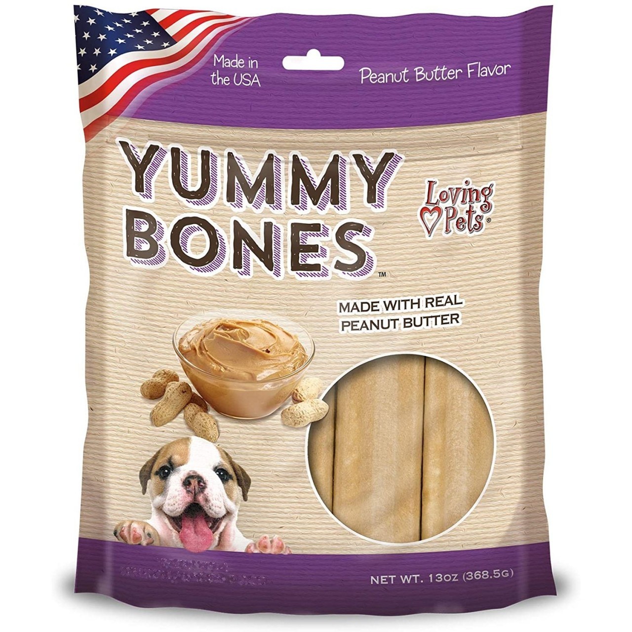 LOVING PETS YUMMY BONES PEANUT BTR 13oz