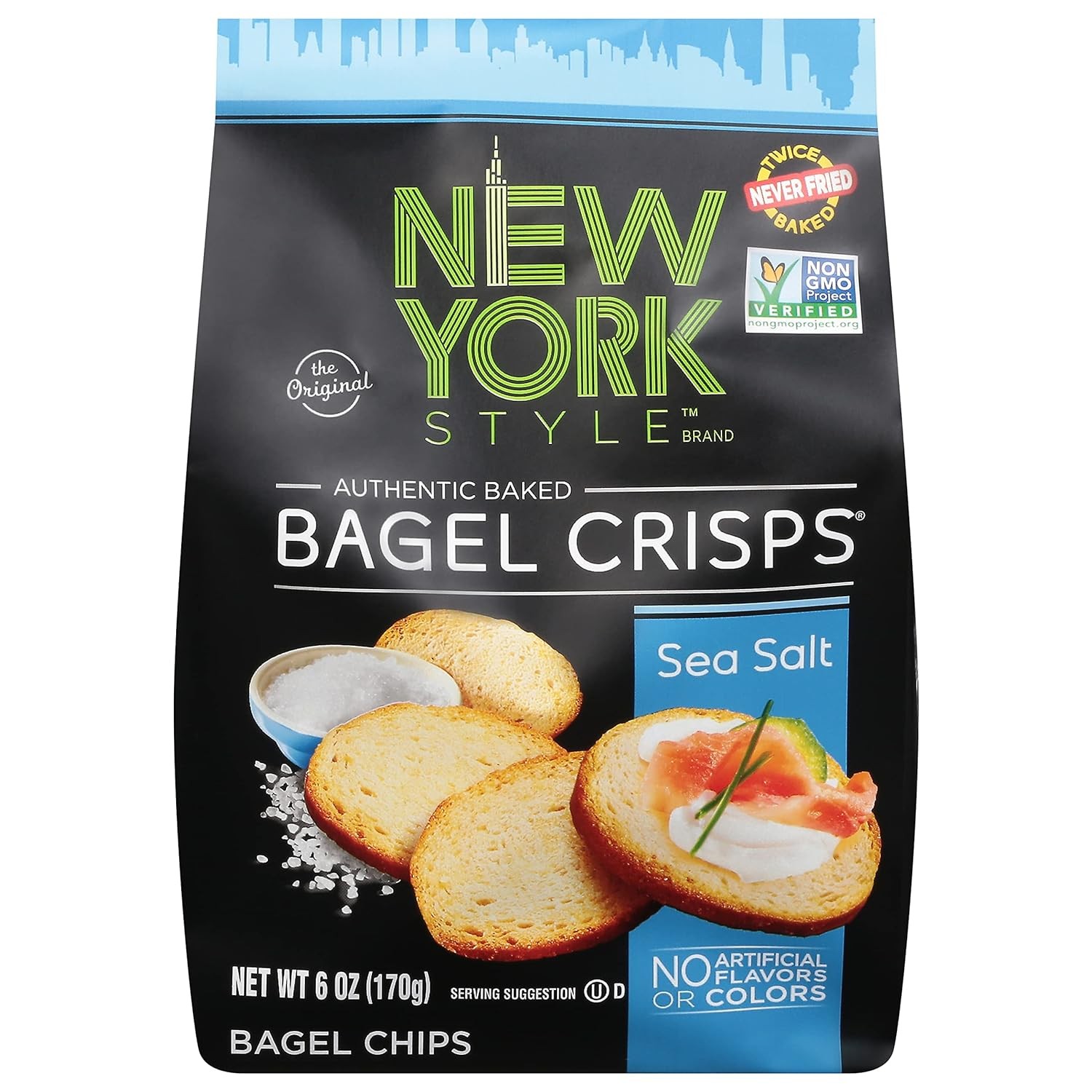 NEW YORK STYLE BAGEL CRISP ORIGINAL 6oz NEW YORK STYLE BAGEL CRISP SEA SALT 6oz