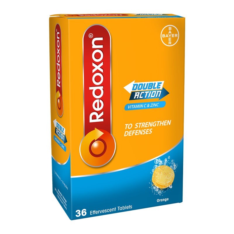 Redoxon Vitamin C Tablets Effervescent Double Action Supplement Of Vitamin C And Zinc, 36 Count