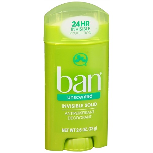 Ban Invisible Solid, Antiperspirant & Deodorant, Unscented 2.6 oz (73 g)