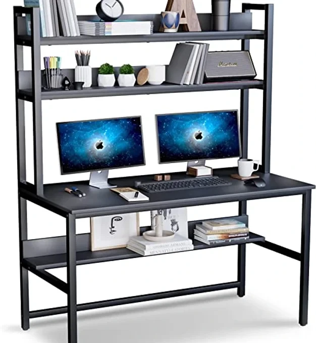 Aquzee Computer Desk with Hutch and Bookshelf