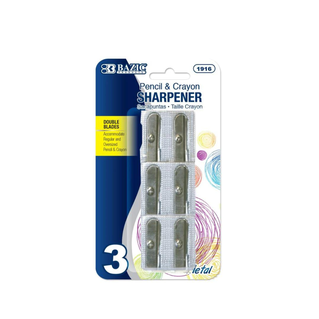 Bazic Pencil & Crayon Metal Sharpener, 3 pcs