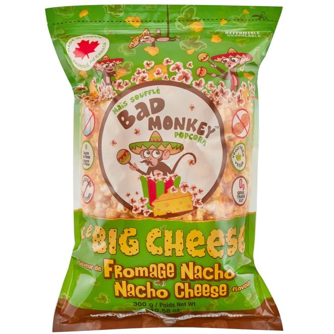 BAD MONKEY POPCORN NACHO CHEESE 300g
