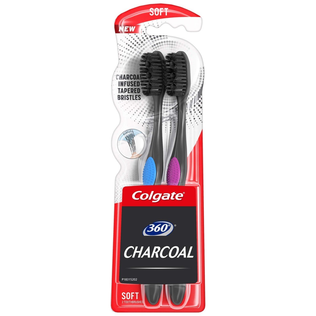 COLGATE T/BRUSH 360 CHARCOAL SOFT 2ct