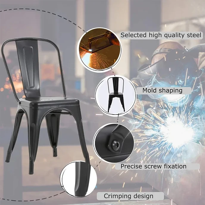 Metal Stackable Restaurant Dining Chair 18"