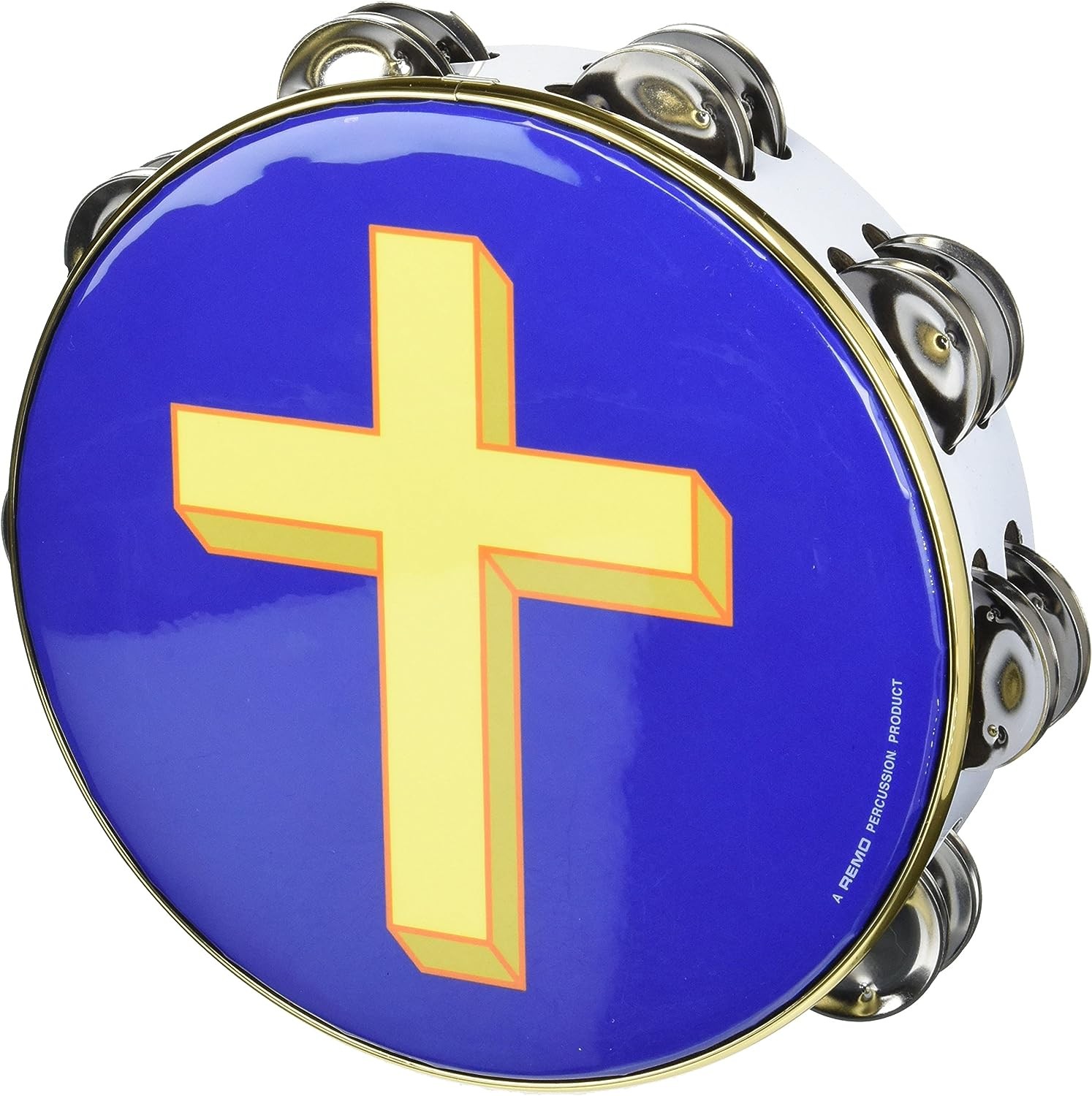 Remo TA-9208-15 8" Double Row Gold Cross Tambourine