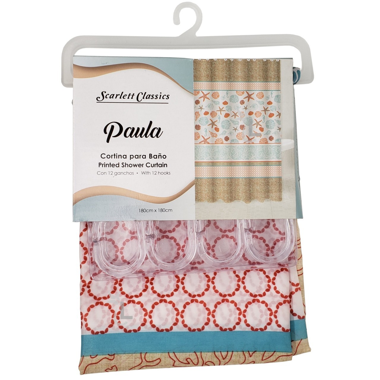 SCARLETT SHOWER CURTAIN SEALIFE 180x180