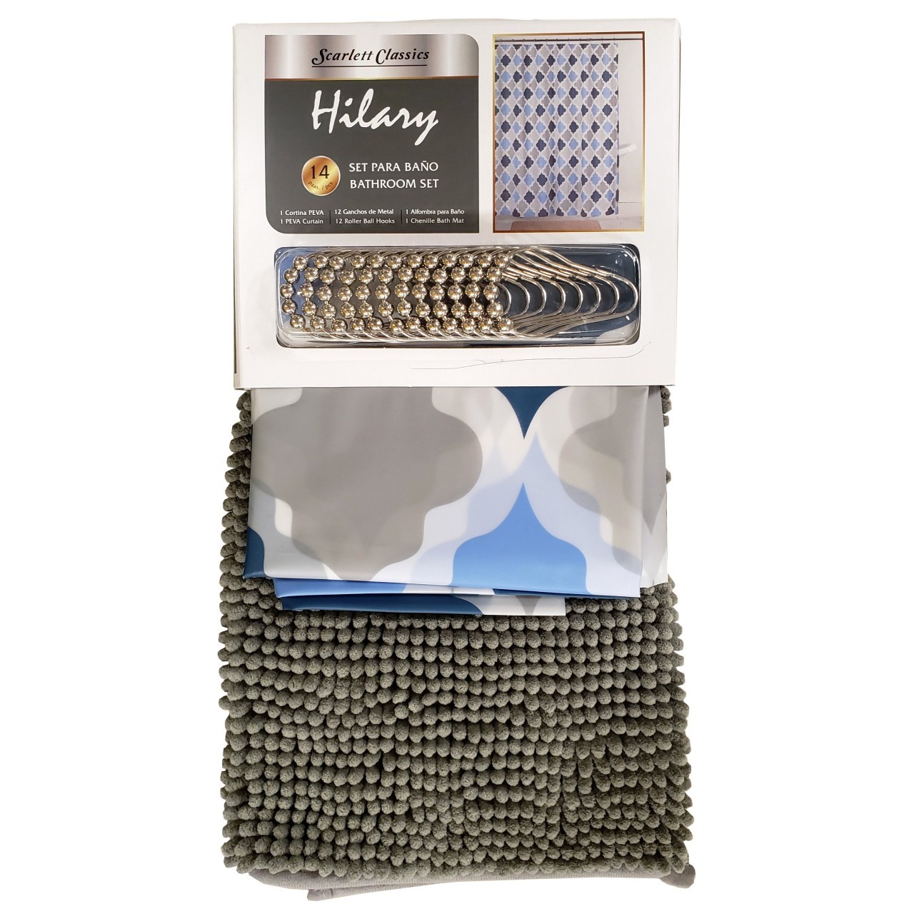 SCARLETT BATHROOM SET HILARY R GRAY 14pc