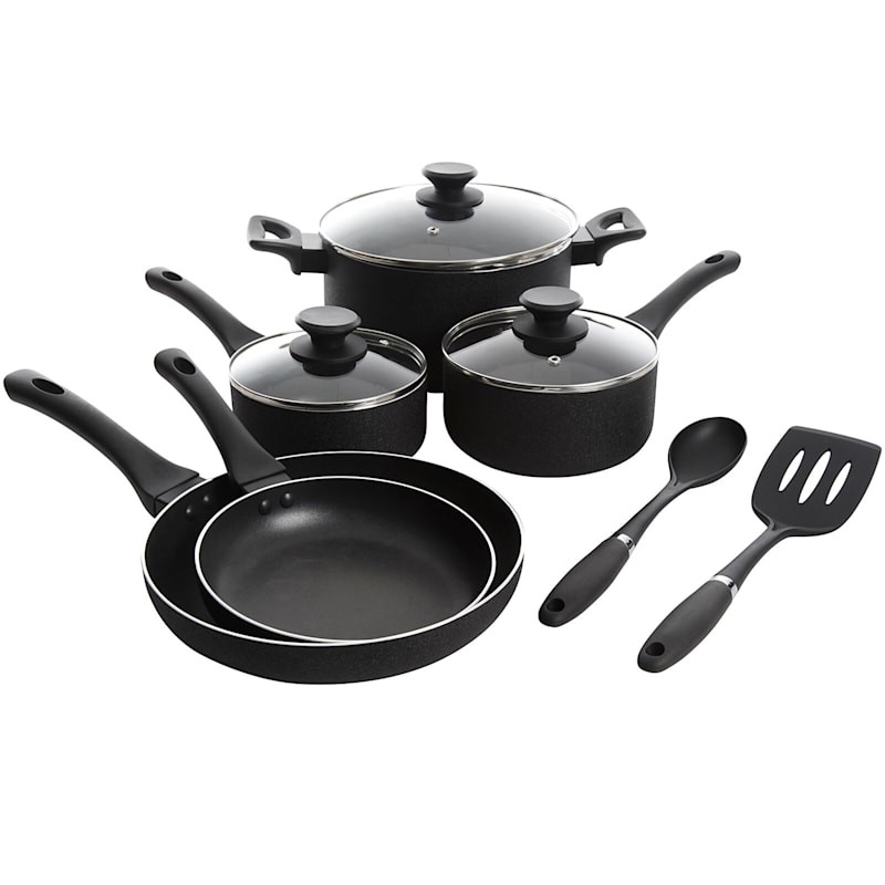 Oster Ashford 10 Piece Nonstick Cookware Set, Black