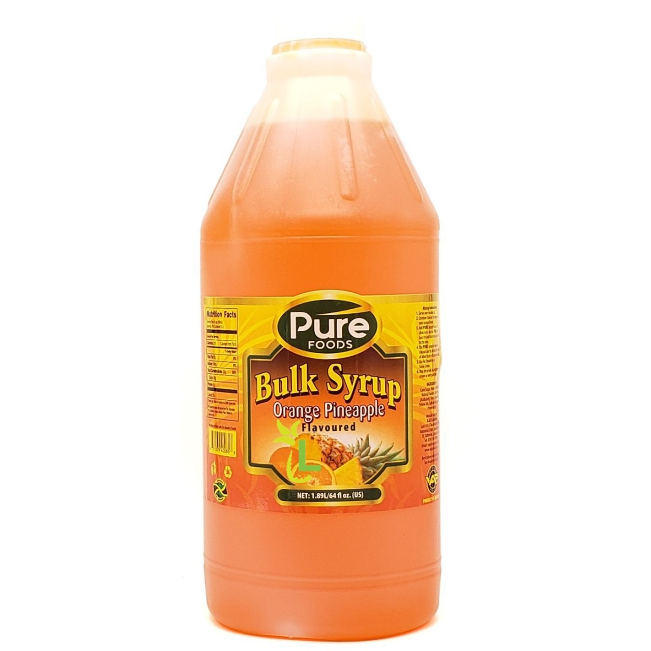 PURE SYRUP ORANGE PINEAPPLE 1.89L
