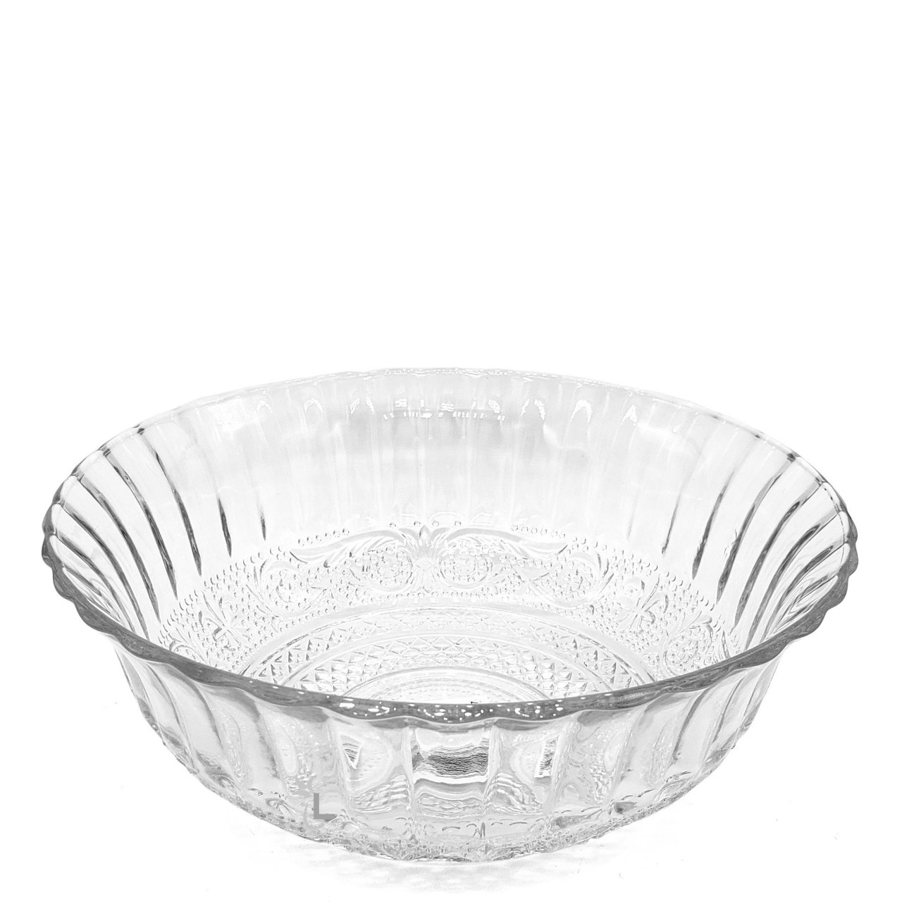 KIM GLASS BOWL FLORAL SCROLLS 7.5"