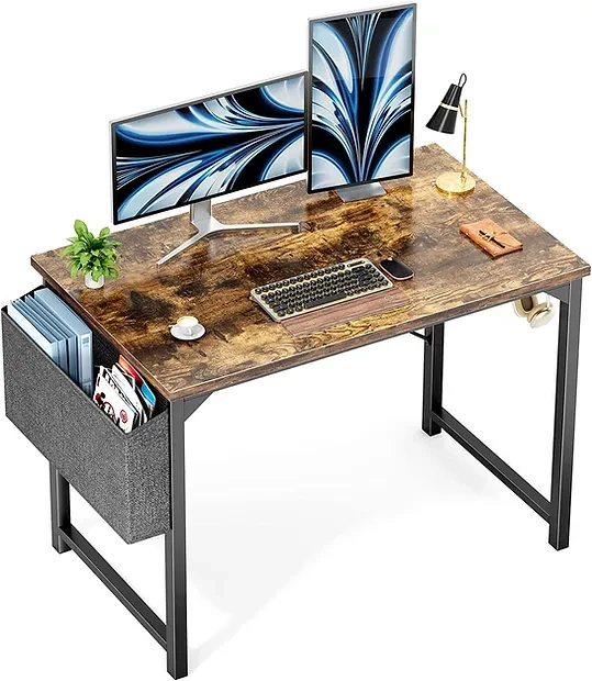 CubiCubi Computer Small Desk, 40 inches with 2 Storage Drawers Dark Rustic