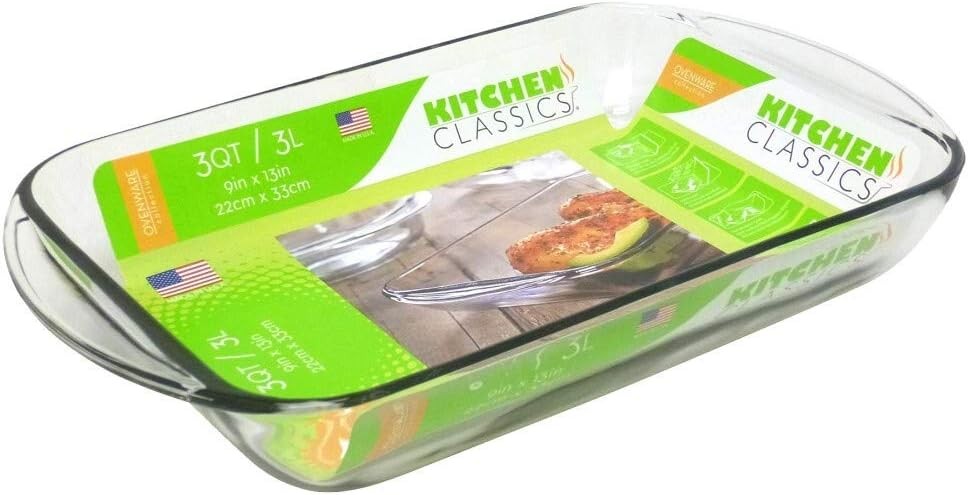 Kitchen Classics 3 Quart Rectangular Bake Dish, 9" x 13" x 2.75",
