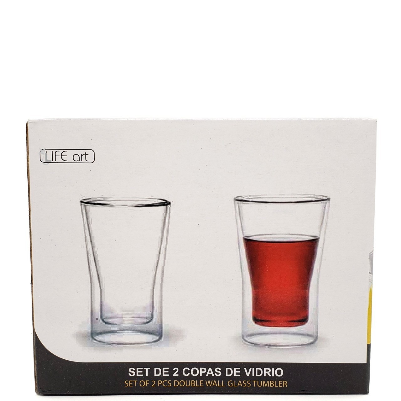 LIFE ART GLASS TUMBLER DBL WALL 2x280ml