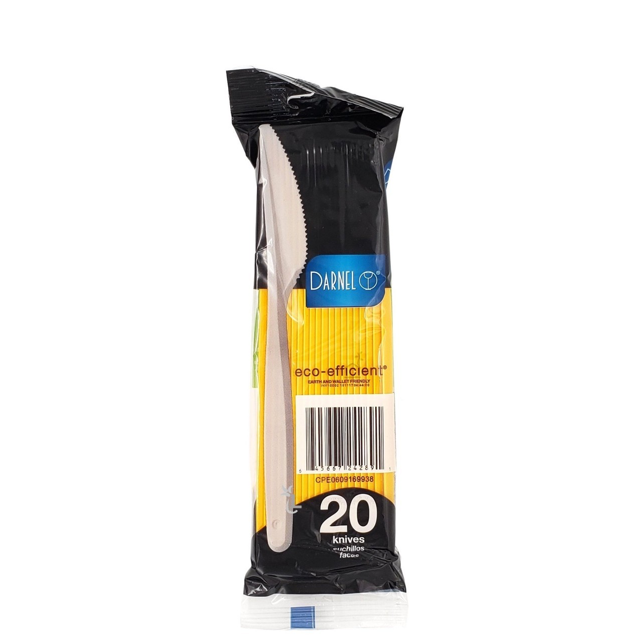DARNEL PLASTIC KNIVES YELLOW 20s