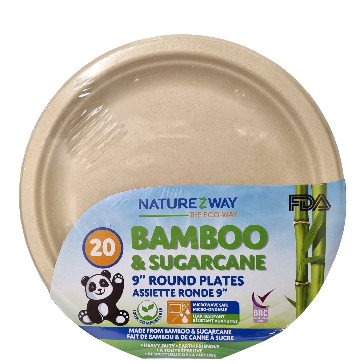 NATURZ BAMBOO PLATE ROUND 20s