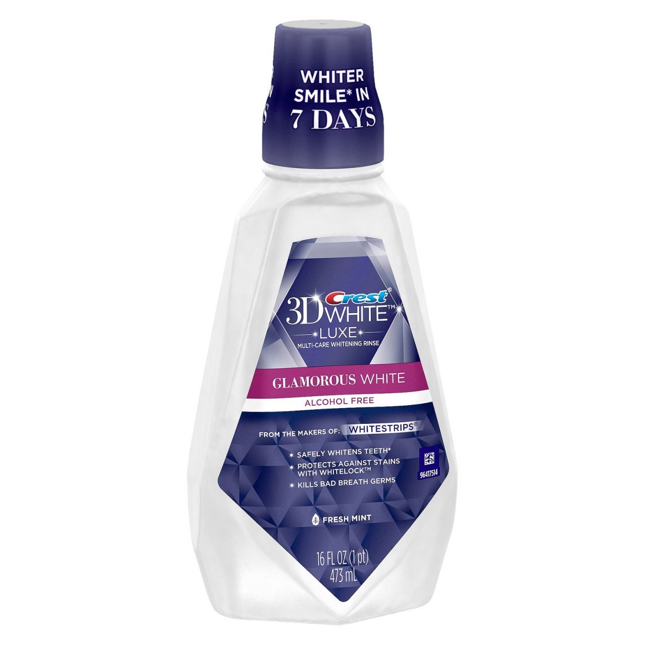 Crest 3D White Luxe Glamorous White Multi-Care Whitening Mouthwash - Fresh Mint 473 ml