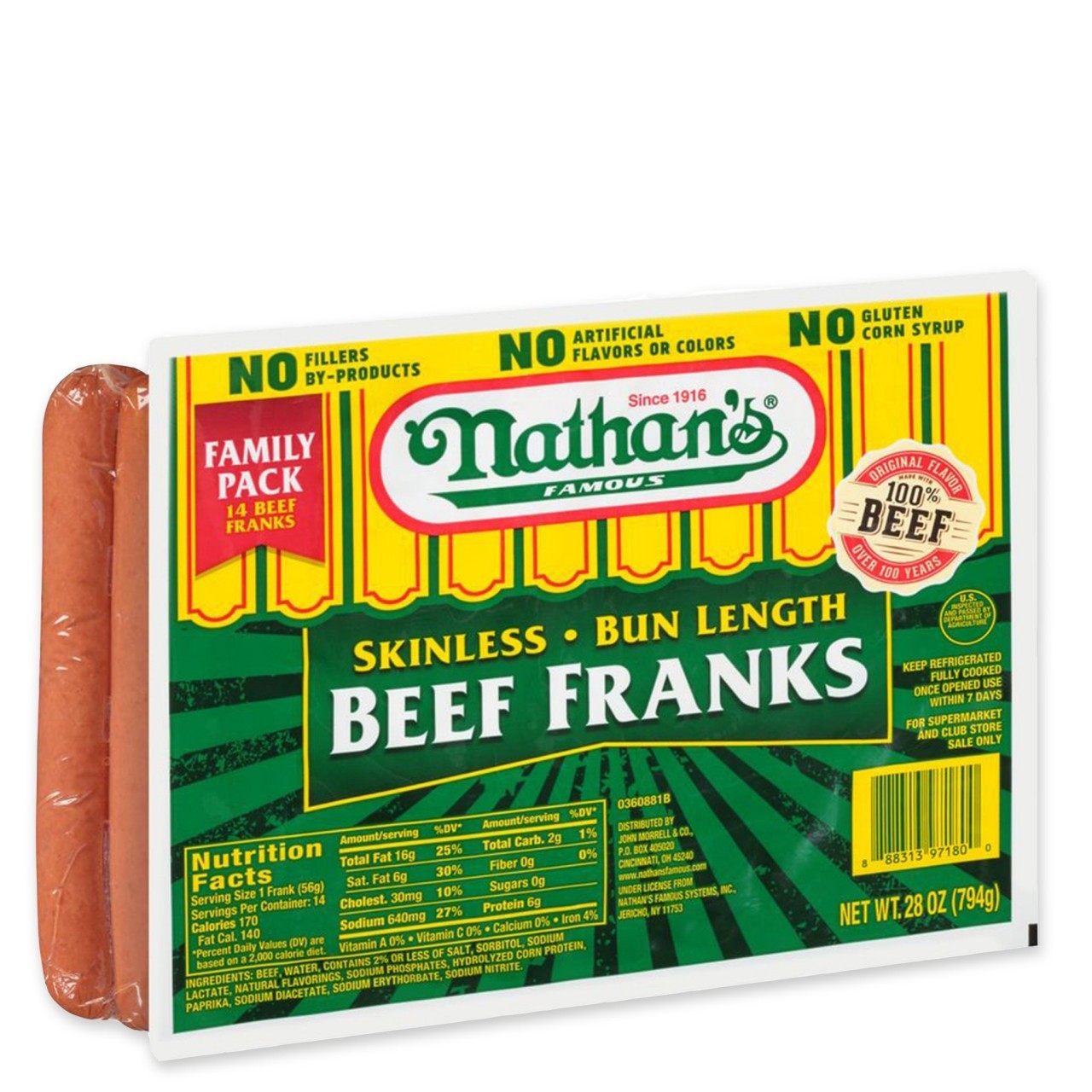 NATHANS FRANKS BEEF 28oz