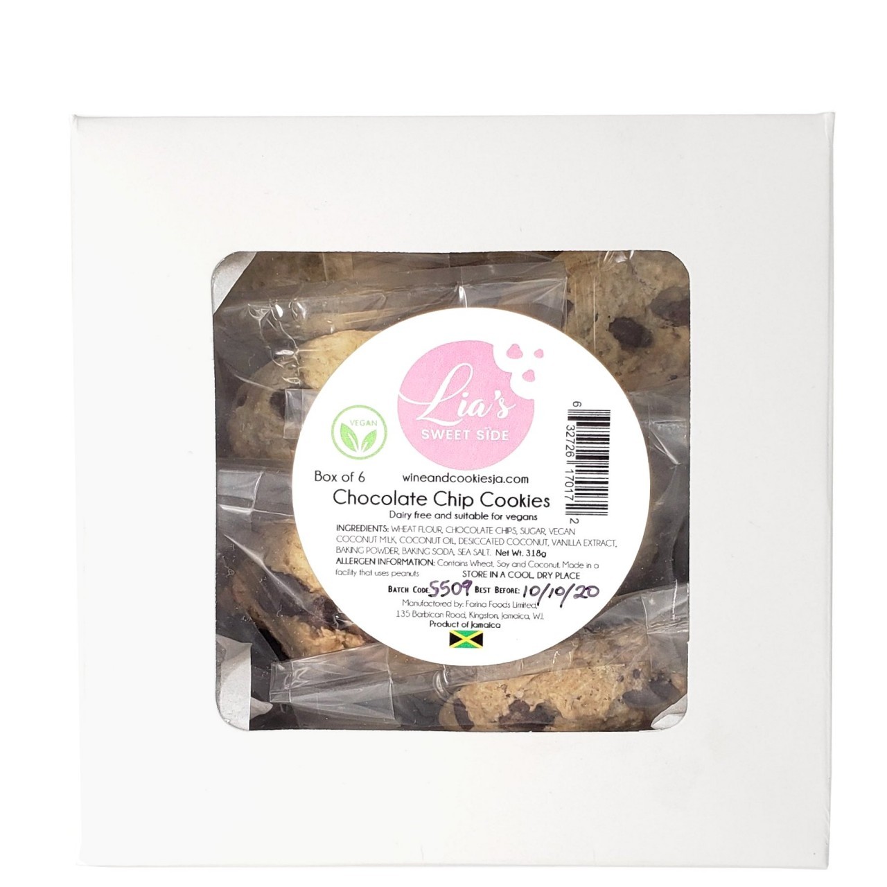 LIAS VEGAN COOKIE CHOCOLATE CHIP 318g