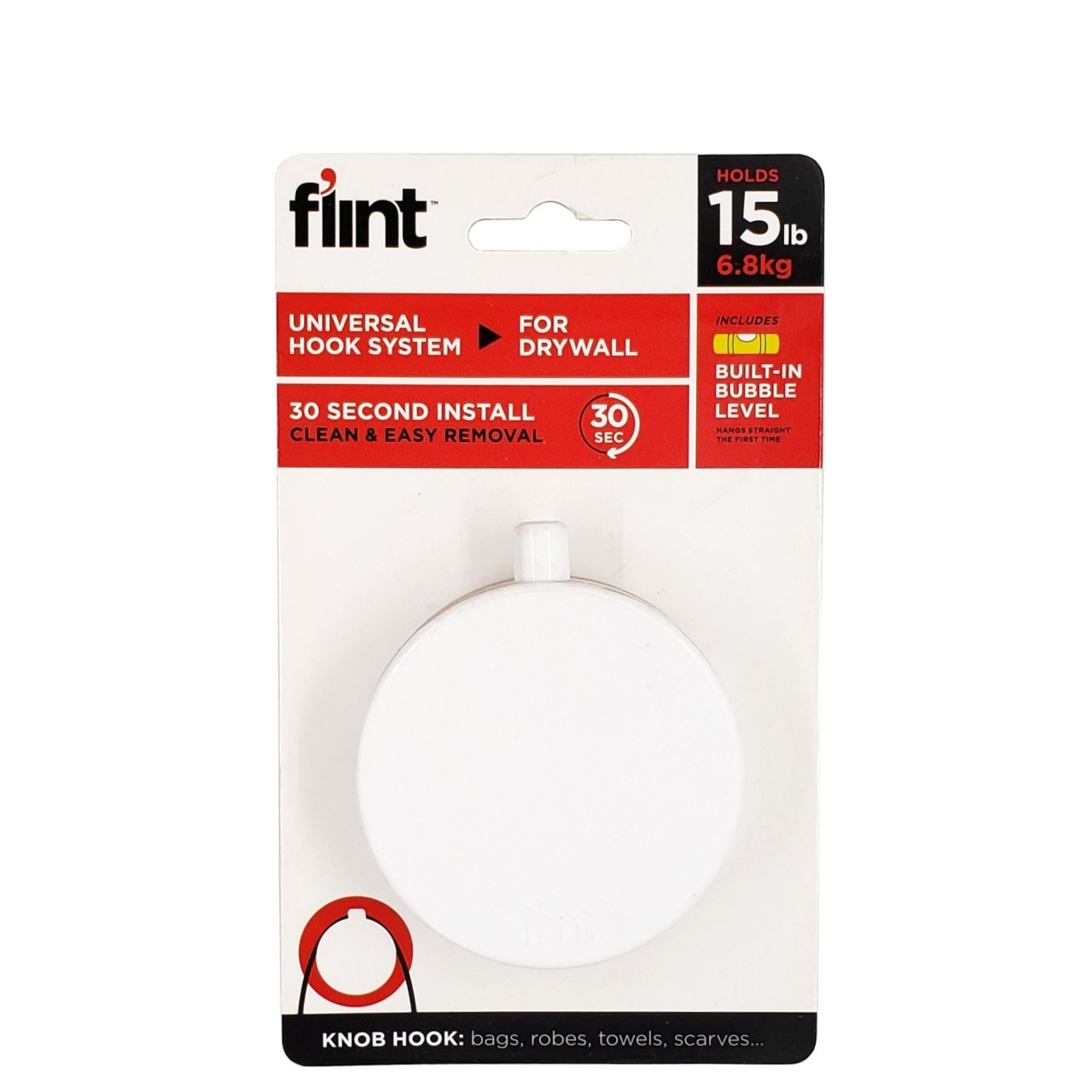 FLINT HOOK KNOB WHITE
