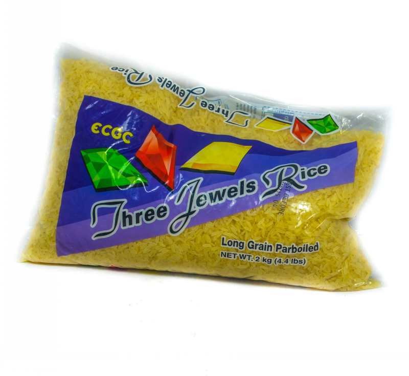 THREE JEWELS PARBOILED RICE 2KG
