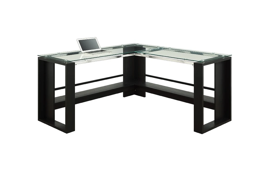 Whalen Jasper L-Shaped Glass Top Desk