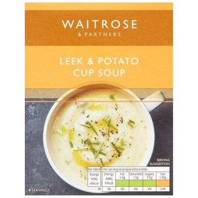 WAITROSE CUP SOUP LEEK POTATO 4x25g