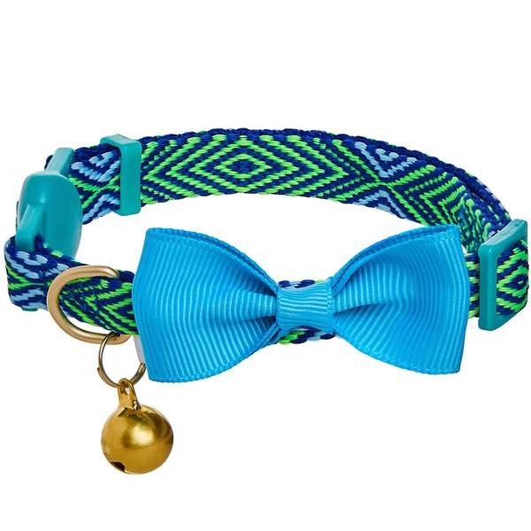 Blueberry Pet Southwestern Tribal Lozenges Cat Collar- Green