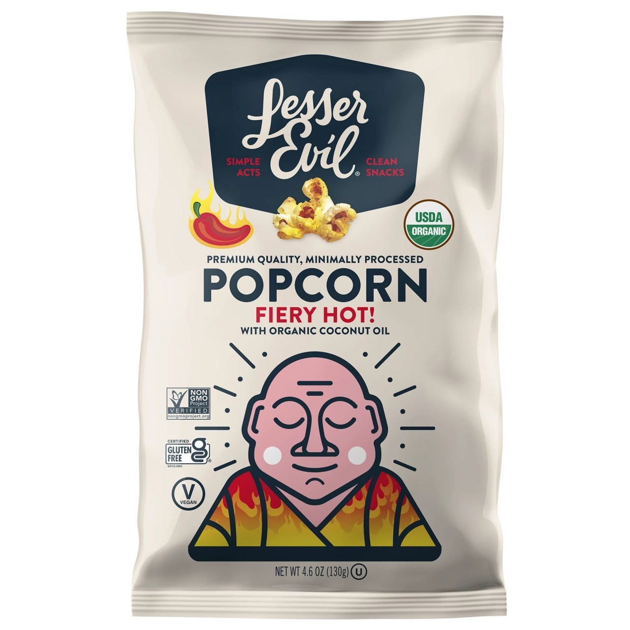 LESSER EVIL POPCORN FIERY HOT 4.6oz
