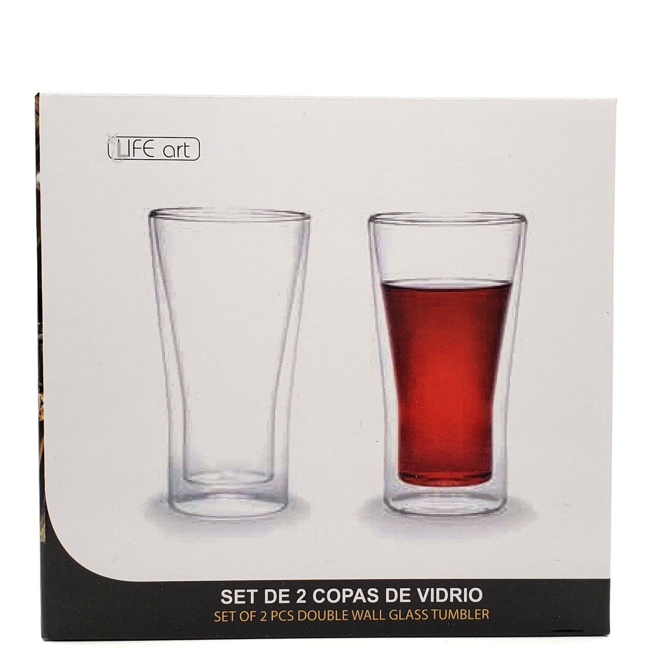 LIFE ART GLASS TUMBLER DBL WALL 2x350ml
