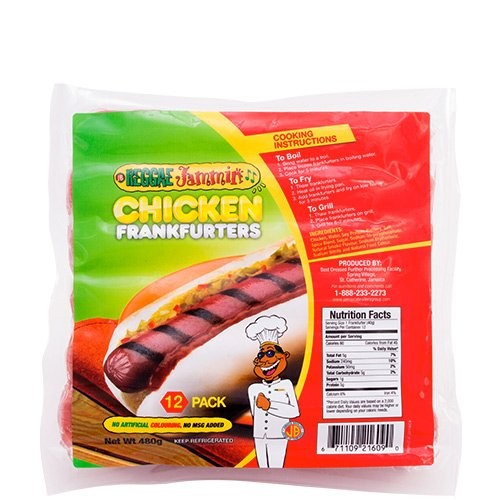 REGGAE JAMMIN CHICKEN FRANKS 480g