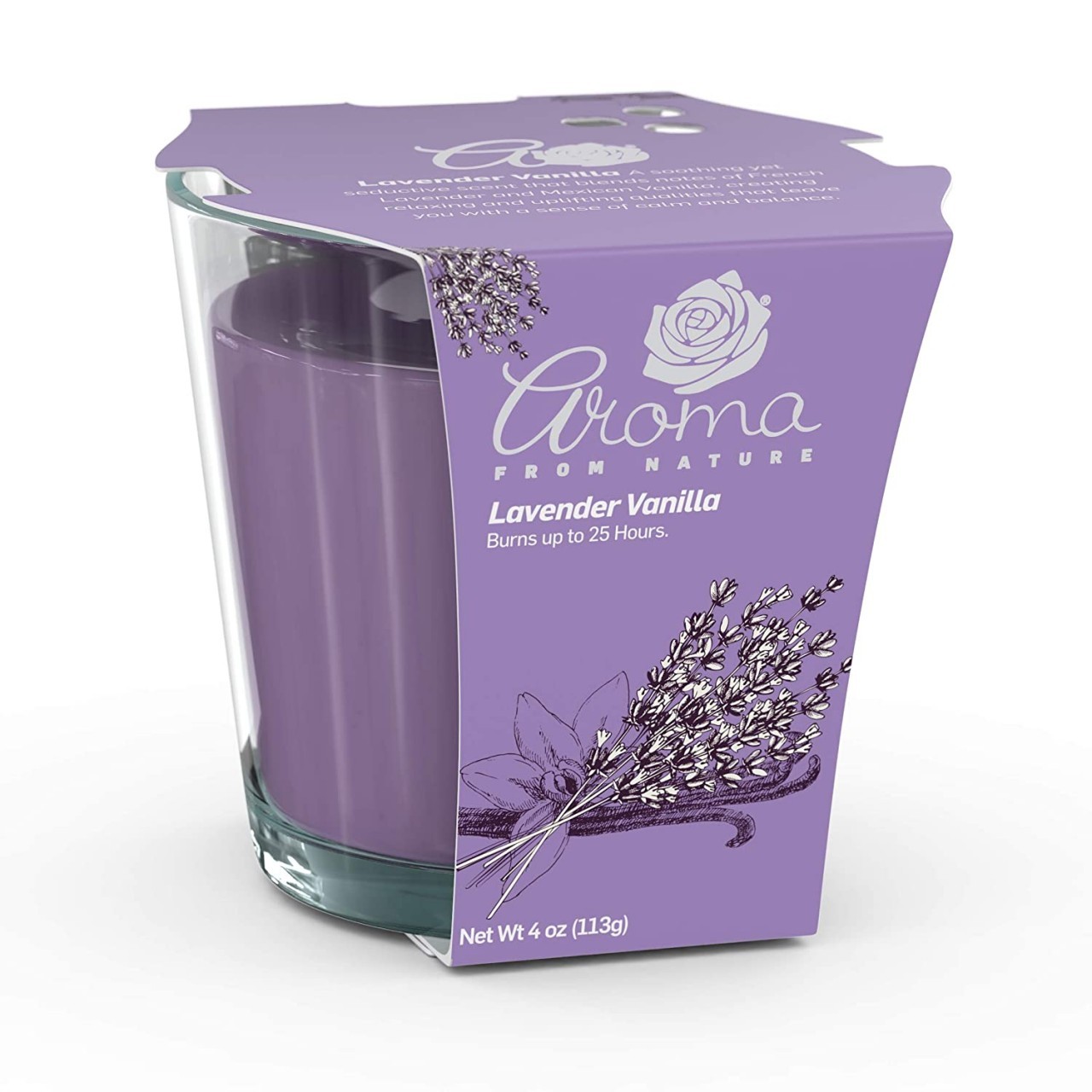 AROMA NATURALS CANDLE LAVEND VANILLA 4oz