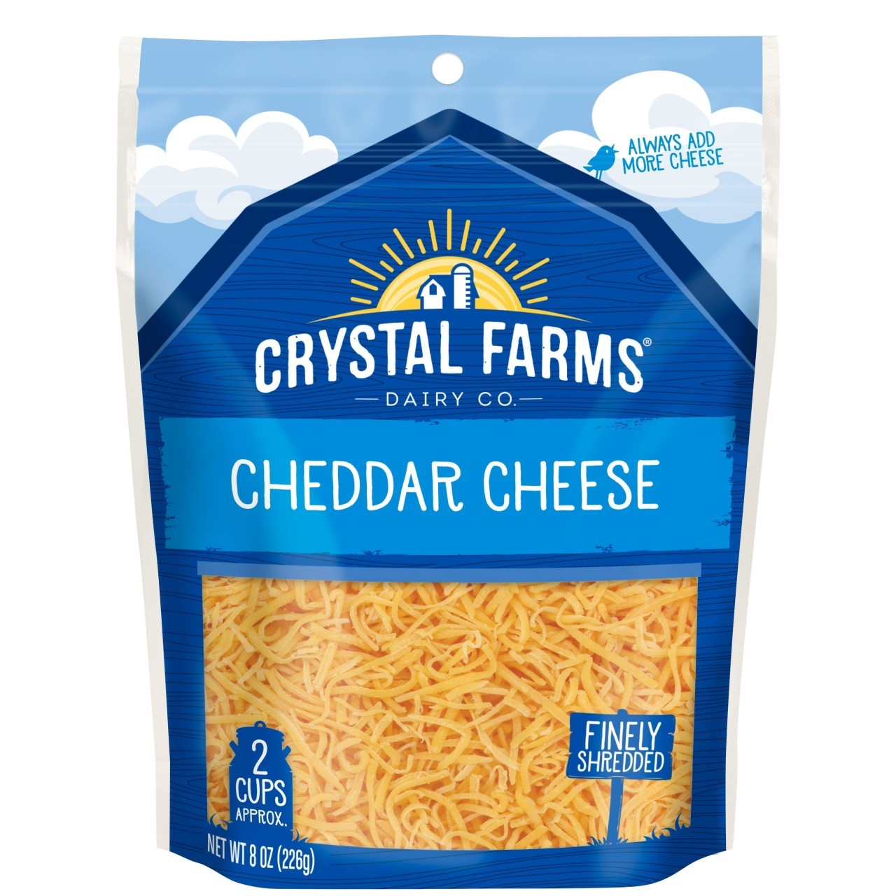 CRYSTAL FARMS CHEDDAR SHRED FINE 8oz