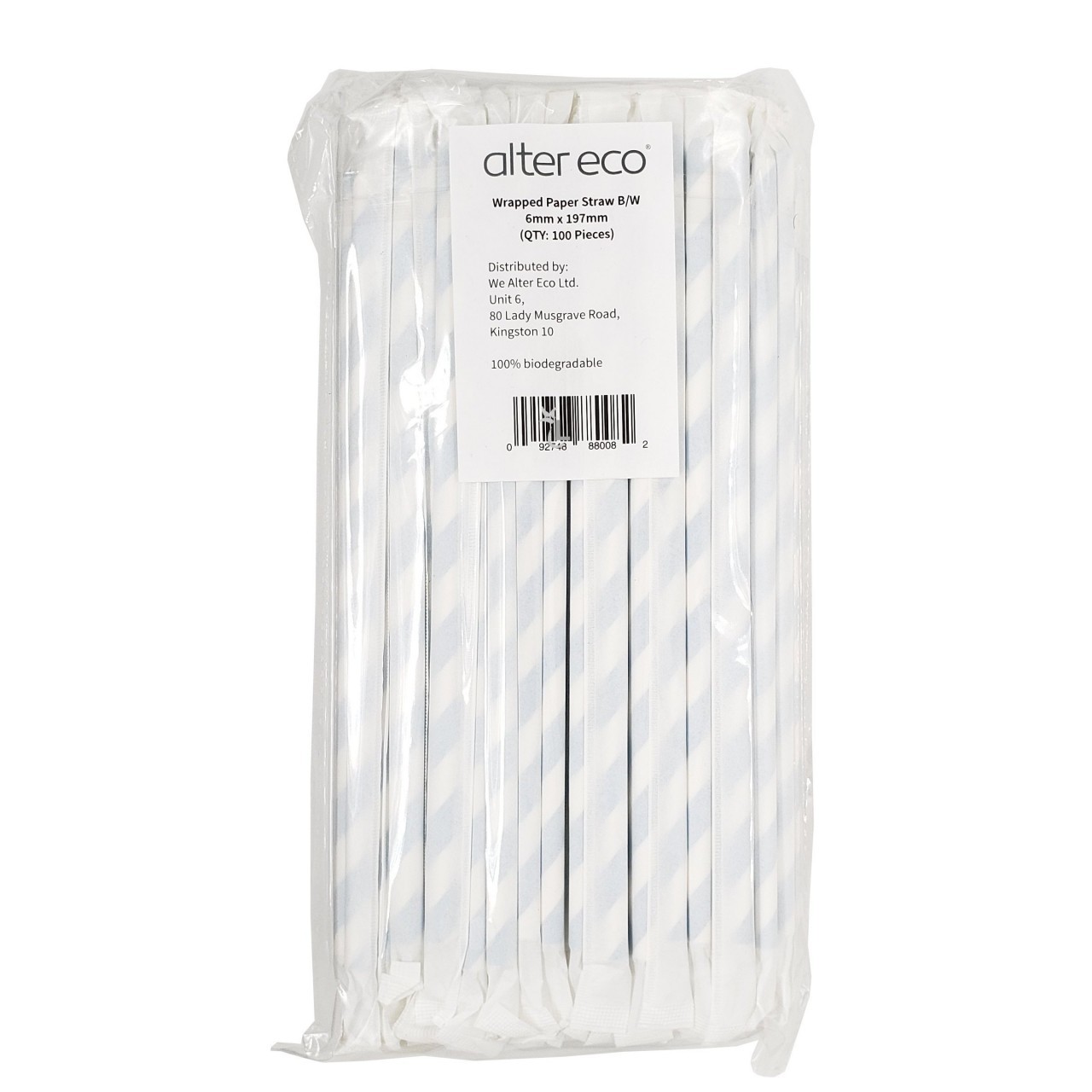 ALTER ECO PAPER STRAW WRAP BLK WHT 100ct