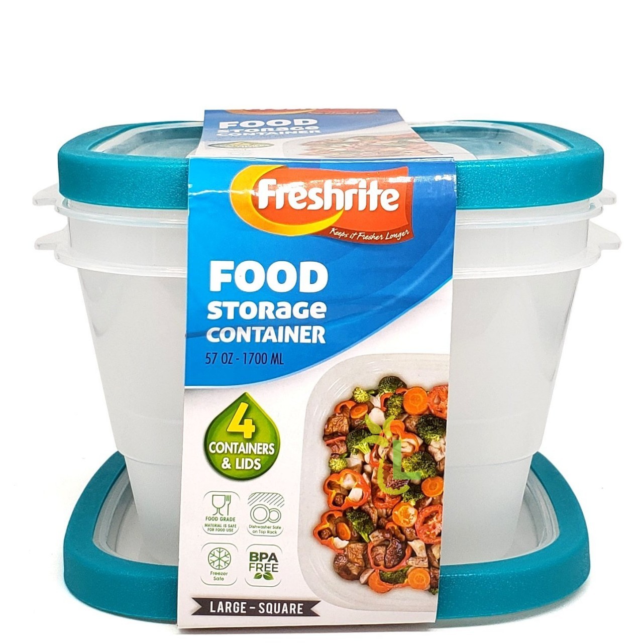 FRESHRITE FOOD CONTAINER SQR 1700ml 4pc