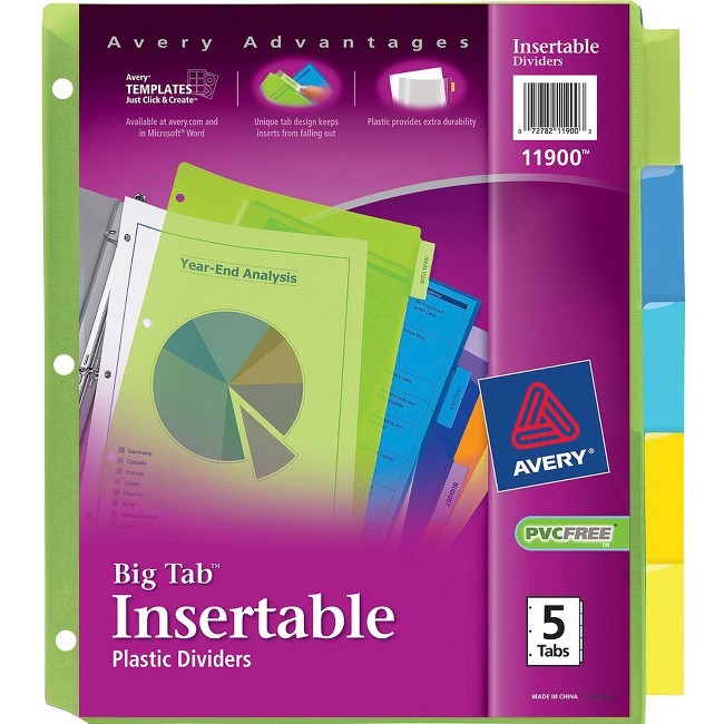 AVERY BIG TAB PLS DIVIDERS 5pc