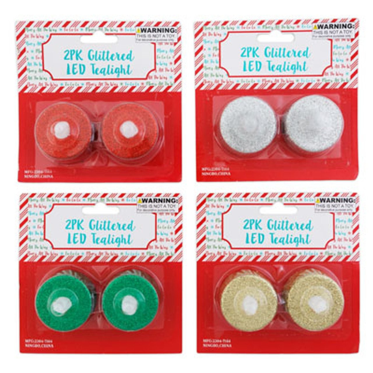 REGENT XMAS LED TEALIGHT GLITTERED 2pk