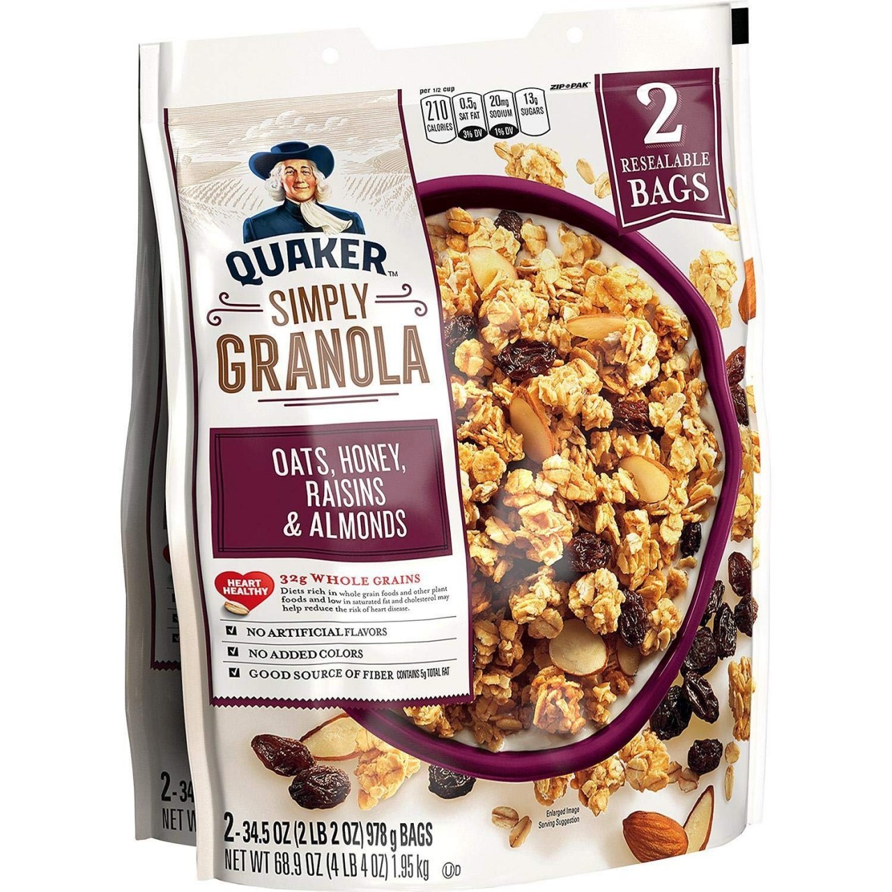 QUAKER GRANOLA OATS RAISIN ALMND 2x34.5o