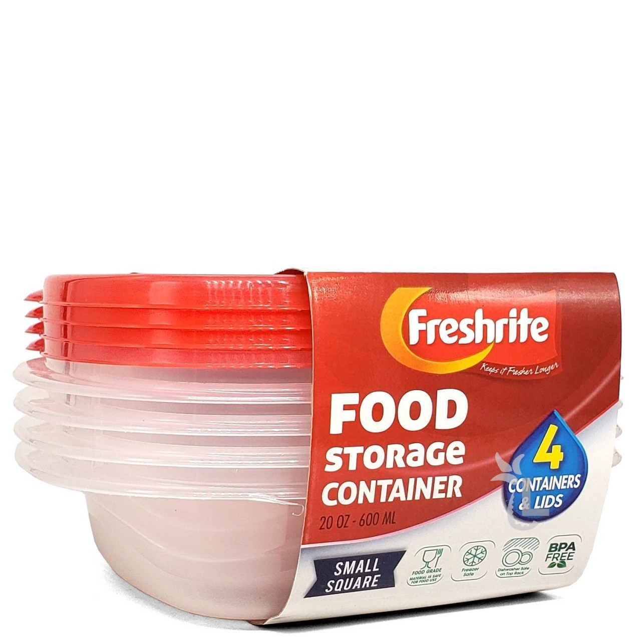 FRESHRITE FOOD CONTAINER SQR 600ml 4pc