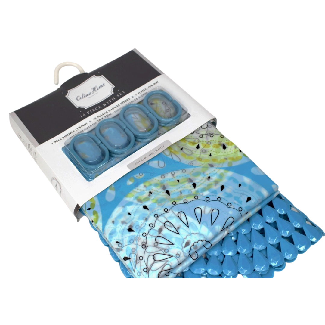 Celine Home 14pc Bath Mat Set -Teal