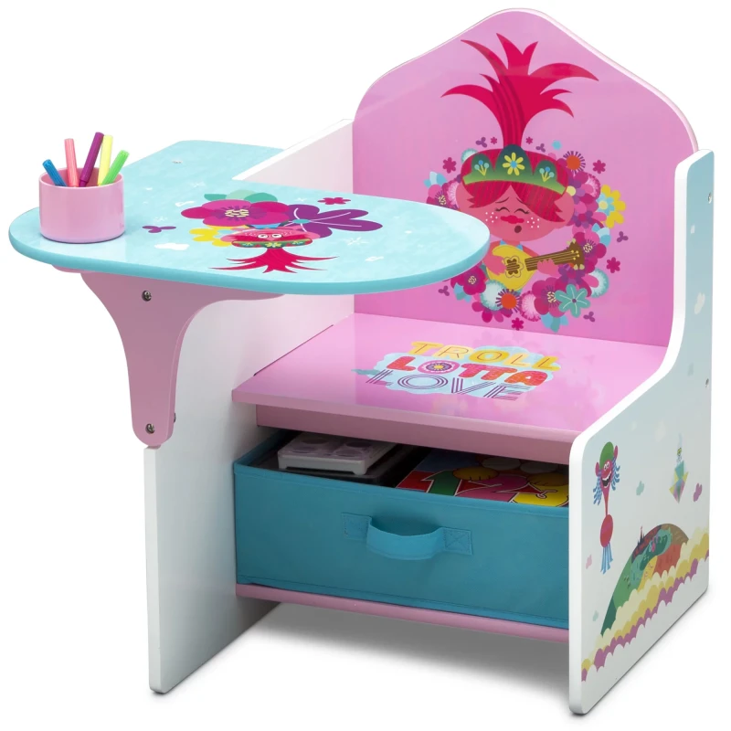 Trolls World Tour Chair Desk with Storage Bin by Delta Children