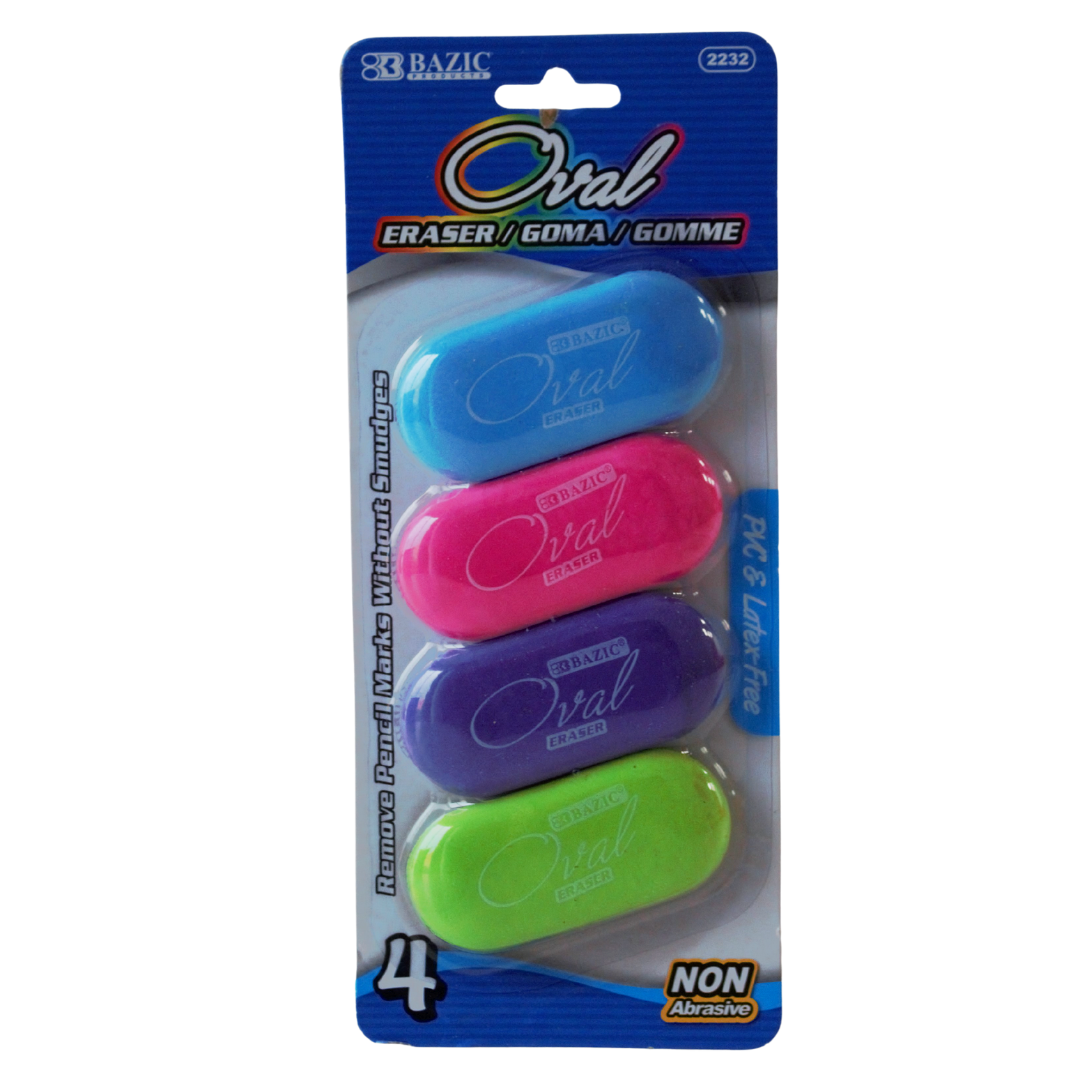 Bazic Oval Eraser, 4 ct